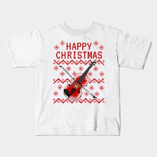 Violin Ugly Christmas Violinist Musician Kids T-Shirt